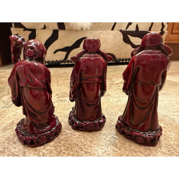Chinese Fu Lu Shou Trio Figurines Polyresin Home Decor - Picture 6 of 8